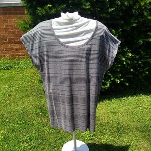 Liz Claiborne gray striped shirt